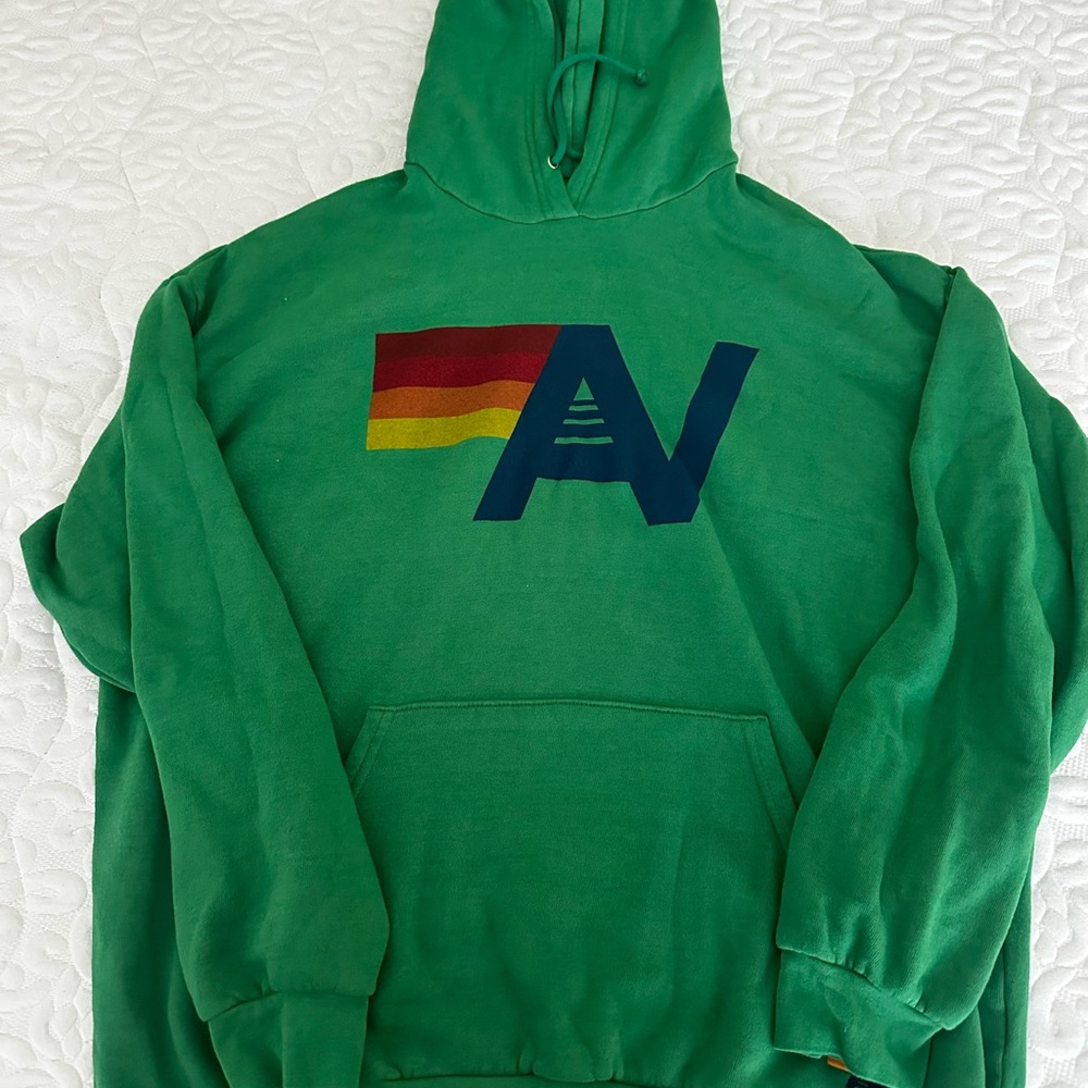Aviator Nation Green Hoodie with Multicolor Logo